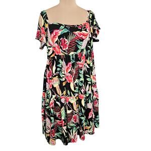 Sundress Short Sleeve Red Black Plus Size 1X Prairie Cottagecore By Blakely